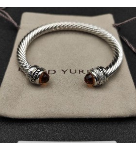 David Yurman Dámské Klasické Cablespira Manžetový Knoflíček Sterling Silver s Šampaňské Diamanty 7mm