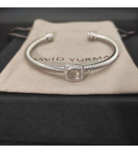 David Yurman Dámské Klasické Cablespira Stanice Manžetový Knoflíček Sterling Silver, s Bílými Diamanty 4mm