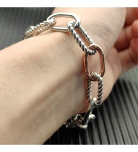 David Yurman Dámské Madison Řetěz Náramek Sterling Silver, S 18K Rose Gold 11mm