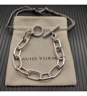 David Yurman Dámské Madison Pavé Přepnout Řetěz Náramek Sterling Silver s Diamanty 20cm