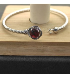 David Yurman Dámské Petite Chatelaine Náramek Sterling Silver s Červenými Diamanty 3mm
