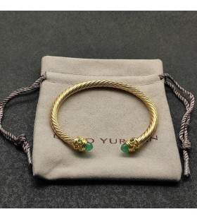 David Yurman Dámské Renesanční Cablespira Manžeta Náramek 18K Žluté Zlato s Chrysopras 5 mm