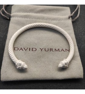 David Yurman Dámské Renesanční Klasické Kabelové Manžety Náramek Bílý Hliník 5 mm