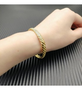 David Yurman Dámské Tvarované Kabel náramek Náramek 18K Žluté Zlato s Diamanty 6,2 mm