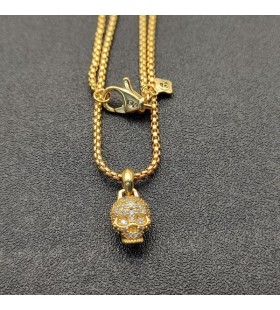 David Yurman Ženské Lebky Amulet Plné Pavé Diamanty a 18K Žluté Zlato 14 mm