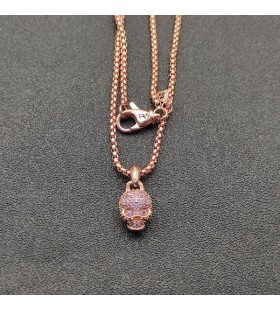 David Yurman Ženské Lebky Amulet Plné Pavé Růžové Safíry a 18K Rose Zlatá 14mm