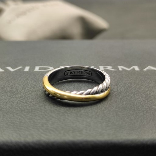 David Yurman Crossover To Rækken Ring i Sterling Sølv med 14 KT Gul Guld 7.4 mm