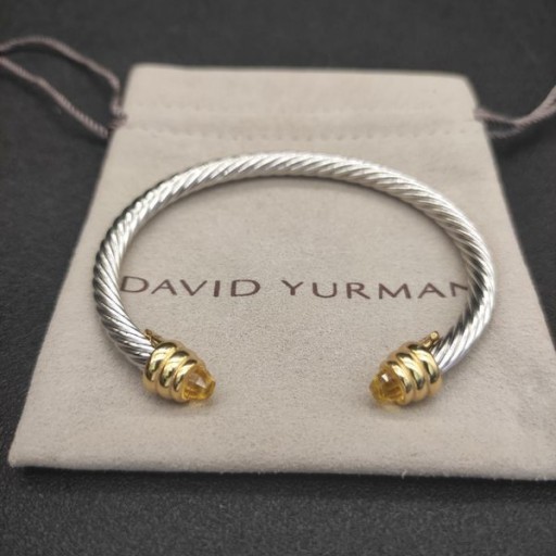 David Yurman Kvinders Klassiske Kabel-Cuff Bracelet Sterling Sølv med 18K Gul Guld og Citrin 5mm