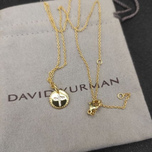 David Yurman Kvinder ' s Cross Amulet, 18K Gul Guld Med Diamanter 11mm