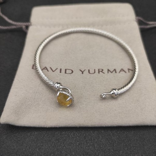 David Yurman Kvinders Petite Chatelaine Bangle Bracelet Sterling Sølv med Citrin 3mm