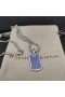 David Yurman Chevron Tag-Sterling Sølv med Safirer 35mm