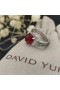 David Yurman Petite Wheaton Ring Sterling Sølv med Hampton Red Topas og Diamanter 10mm
