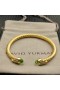 David Yurman Kvinders Klassiske Kabel-Armbånd 18K Gul Guld med Lys Grøn Diamanter 5mm