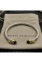 David Yurman Kvinders Klassiske Kabel-Cuff Bracelet Sterling Sølv med 18K Gul Guld Og Sorte Diamanter, 5mm