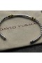 David Yurman Kvinders Petite Helena Klassiske Kabel-Station Cuff Bracelet Sterling Sølv med 18K Gul Guld med Diamanter 3mm