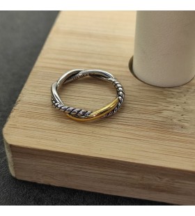 David Yurman Petite Infinity-Band Ring i Sterling Sølv med 14 KT Gul Guld, 4mm