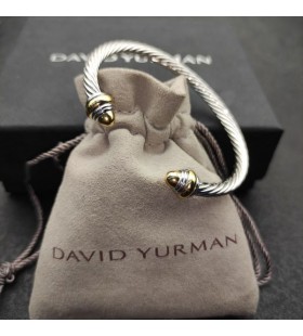 David Yurman Kvinders Klassiske Kabel-Cuff Bracelet Sterling Sølv med 18K Gul Guld 5mm