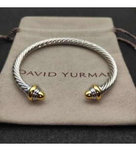 David Yurman Kvinders Klassiske Kabel-Cuff Bracelet Sterling Sølv med 18K Gul Guld 5mm