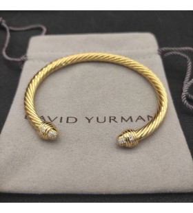 David Yurman Women ' s Classic Cablespira Armbånd 18K Gul Guld med Diamanter 5mm