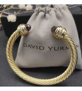 David Yurman Women ' s Classic Cablespira Armbånd 18K Gul Guld med Lilla Diamanter, 7mm