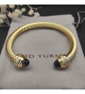 David Yurman Women ' s Classic Cablespira Armbånd 18K Gul Guld med Lilla Diamanter, 7mm