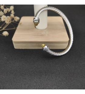 David Yurman Women ' s Classic Cablespira Cuff Bracelet Sterling Sølv med Gule Diamanter 5mm