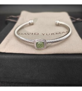 David Yurman Women ' s Classic Cablespira Station Cuff Bracelet Sterling Sølv med Akvamarin og Diamanter 4mm