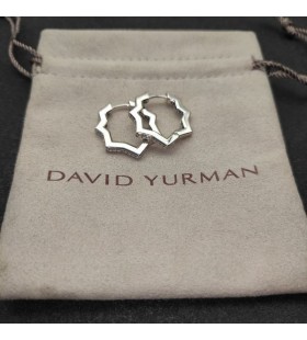 David Yurman Zig Zag Stax™ Hoop Øreringe Sterling Sølv med Diamanter 22.8 mm