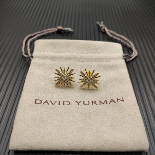David Yurman Starburst Stud Oorbellen in 18K Geel Goud met Diamanten 19mm