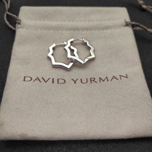 David Yurman Zig Zag Stax™ Hoepel Oorbellen in Sterling Zilver met Diamanten van 22,8 mm
