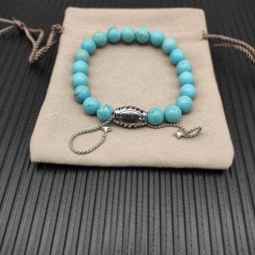 David Yurman Mannen Spirituele Kralen Armband in Sterling Zilver met Turquoise 8mm
