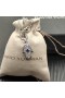 David Yurman Hamsa Amulet 18K Wit Goud met Pave Diamanten en Blauwe Saffier 24,6 mm