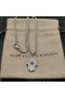 David Yurman Hamsa Amulet 18K Wit Goud met Pave Diamanten en Blauwe Saffier 24,6 mm