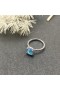 David Yurman Petite Chatelaine Pave Bezel Ring van Sterling Zilver met Blauwe Topaas en Diamant 7mm