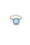 David Yurman Petite Chatelaine Pave Bezel Ring van Sterling Zilver met Blauwe Topaas en Diamant 7mm
