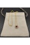 David Yurman Vrouwen Chatelaine Hart Hanger Ketting 18K Geel Goud met Granaat 8mm