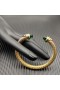 David Yurman Women ' s Classic Kabel Manchet Armband 18K Geel Goud met Groene Diamant 7mm