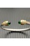 David Yurman Women ' s Classic Kabel Manchet Armband van Sterling Zilver met 18 KARAAT Geel Goud En Donker Groene Diamant 5mm