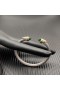 David Yurman Women ' s Classic Kabel Manchet Armband van Sterling Zilver met 18 KARAAT Geel Goud En Donker Groene Diamant 5mm