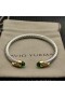 David Yurman Women ' s Classic Kabel Manchet Armband van Sterling Zilver met 18 KARAAT Geel Goud En Donker Groene Diamant 5mm