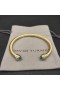 David Yurman Women ' s Classic Cablespira Manchet Armband 18K Geel Goud met Blauwe Diamant 5mm