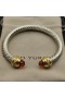 David Yurman Women ' s Classic Cablespira Manchet Armband van Sterling Zilver met 18 KARAAT Geel Goud Met Champagne Diamant 7mm