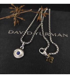 David Yurman Boze Oog Amulet Sterling Zilver met Lapis 14.5 mm