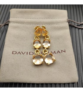 David Yurman Marbella Drop Oorbellen in 18K Geel Goud met Diamanten en Madeira Citrien 51mm
