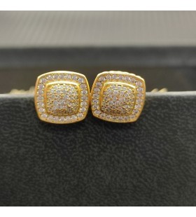 David Yurman Petite Albion Stud Oorbellen in 18K Geel Goud met Pave Diamanten 5mm