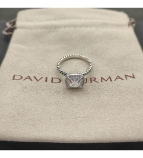 David Yurman Petite Chatelaine Ring van Sterling Zilver met Pave Diamanten 7mm