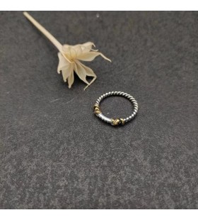 David Yurman Petite Helena Wrap Band Ring in Sterling Zilver met 18 KARAAT Geel Goud en Diamant 4mm
