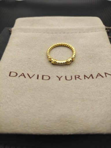 David Yurman Petite Helena Kääri Bändi Rengas 18K Keltainen Kulta Timantteja 4mm