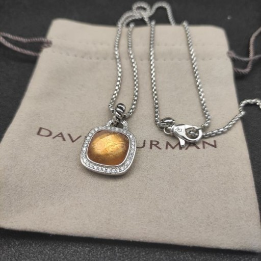 David Yurman Women's Albion Pendant Sterling Silver with Champagne Citrine and Diamonds 15mm