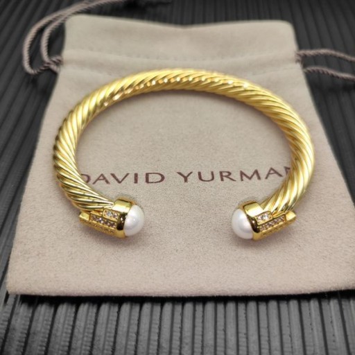 David Yurman Naisten Klassinen Kaapeli-Ranneke Rannerengas 18K Keltainen Kulta Helmiä Ja Timantteja 7mm